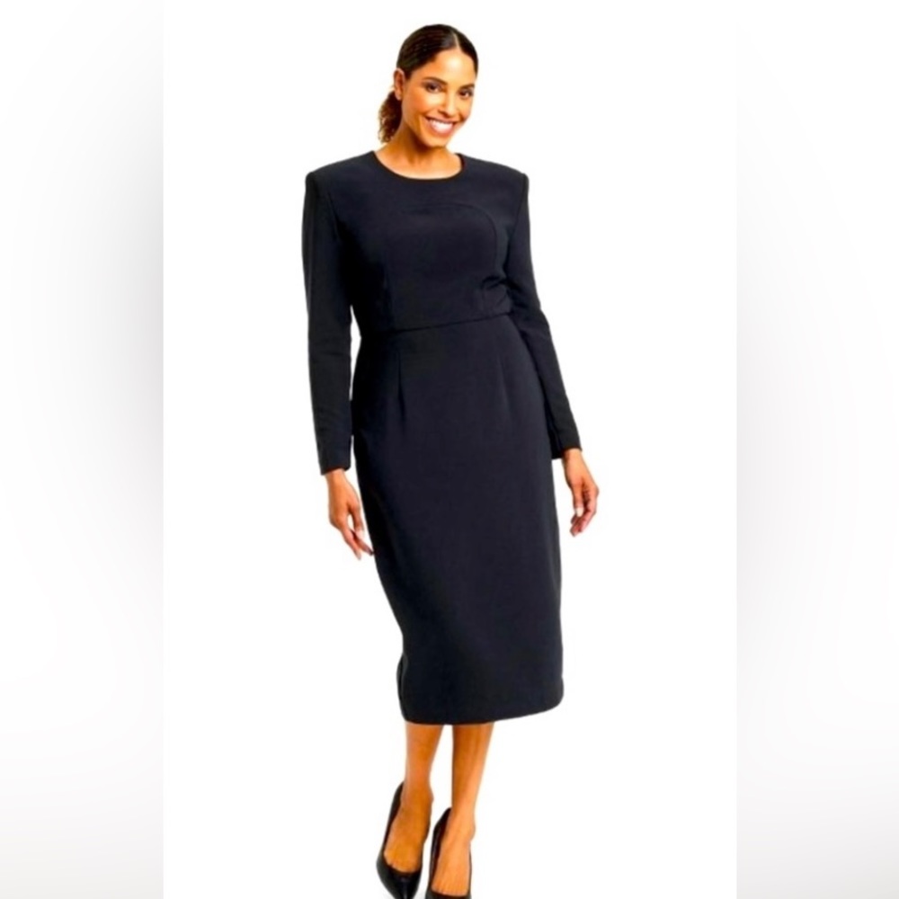 Sergio Hudson Black Midi Dress, size 1X